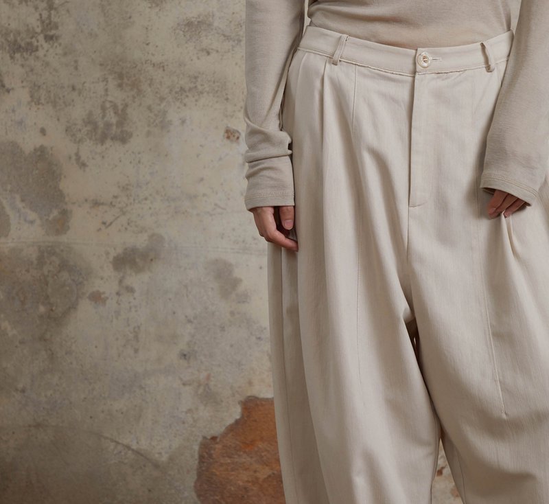 【美拉德风】新中式复古 褶皱亚麻/拖地直筒裤 - 女装长裤 - 棉 多色