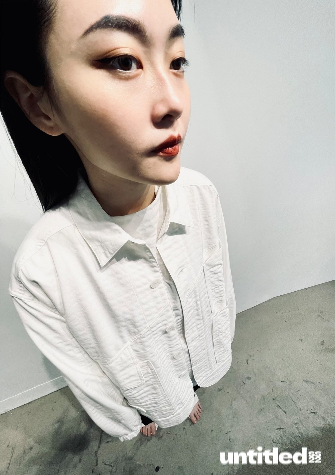 口袋剪接外套 - 男装外套 - 聚酯纤维 白色