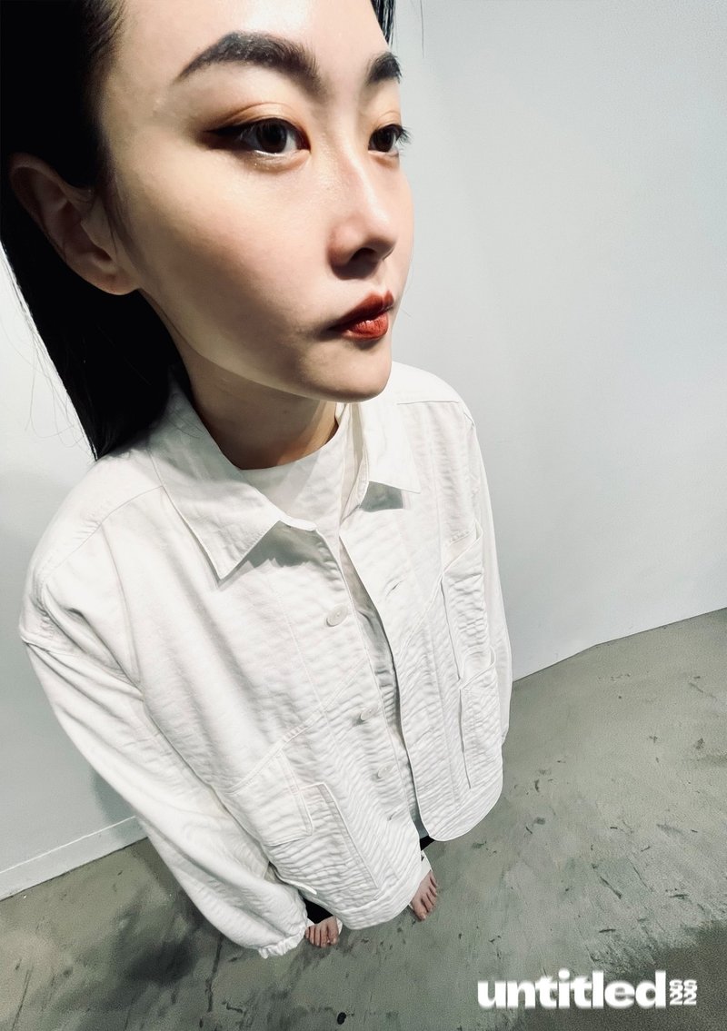 口袋剪接外套 - 男装外套 - 聚酯纤维 白色