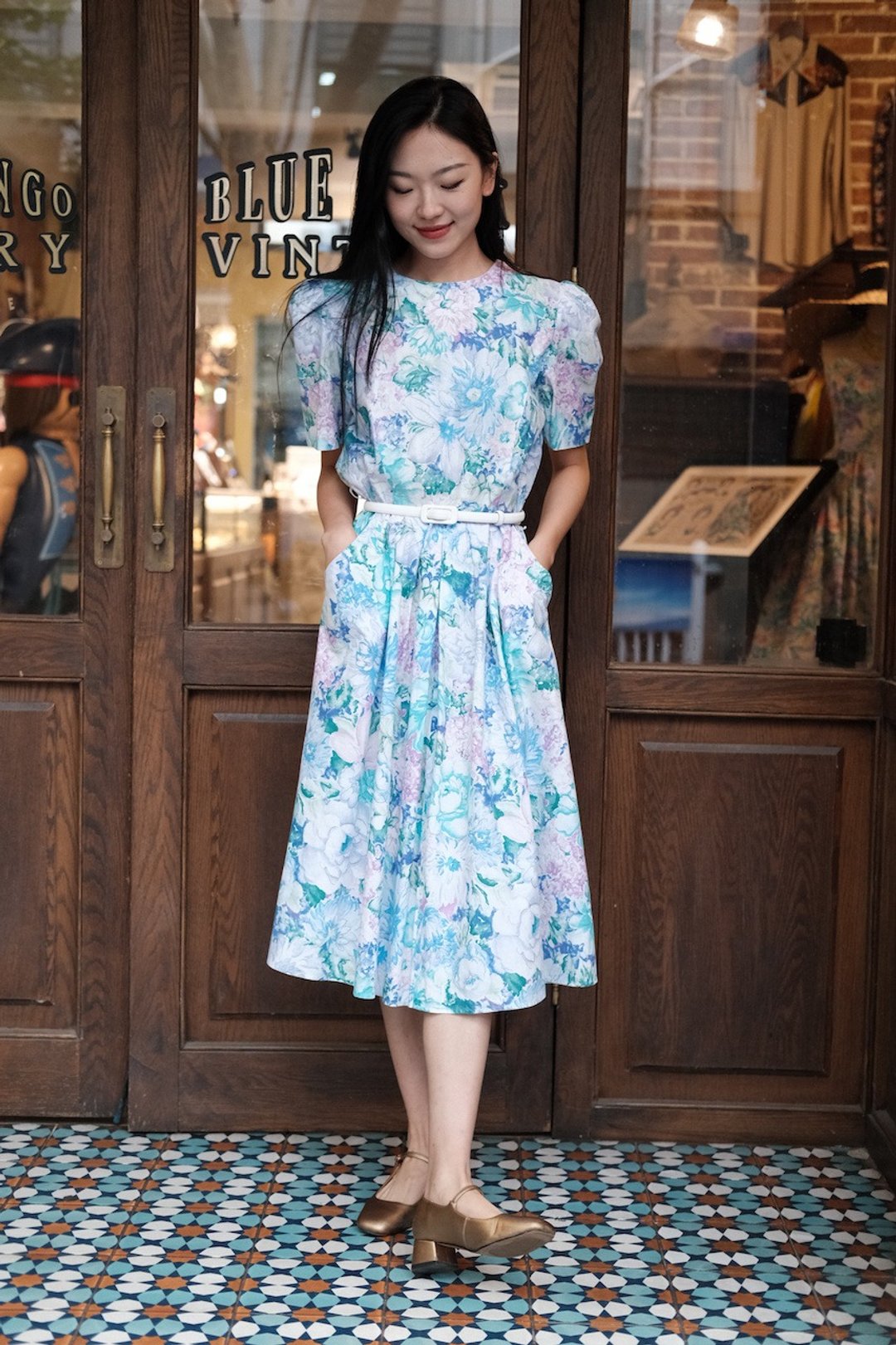 Vintage dress美国制印花连衣裙古着 - 洋装/连衣裙 - 棉．麻 