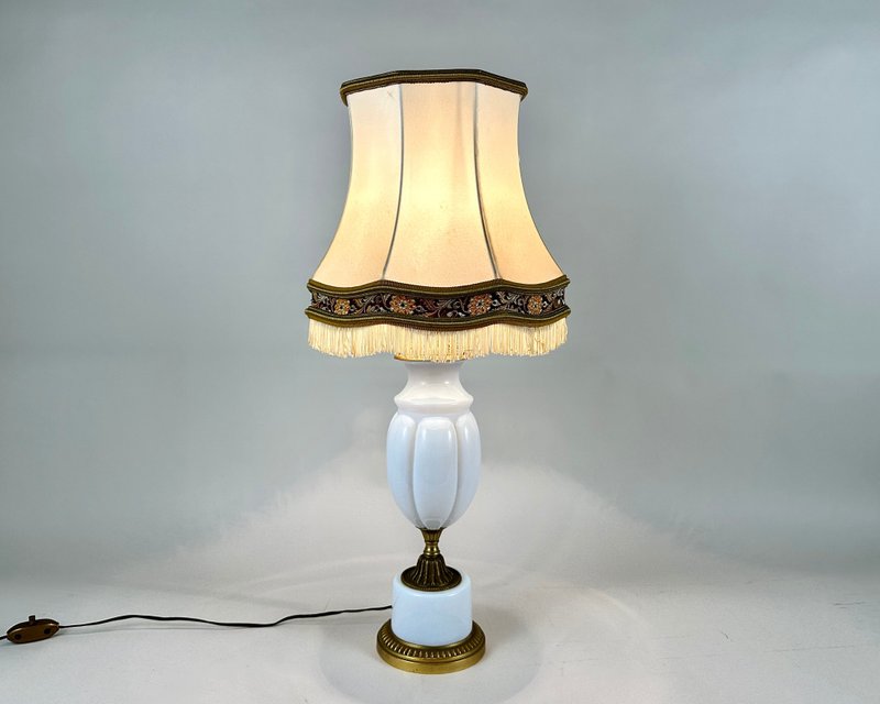 复古 L.Seiler 法式乳白水晶台灯 配布艺灯罩 - 灯具/灯饰 - 玻璃 多色