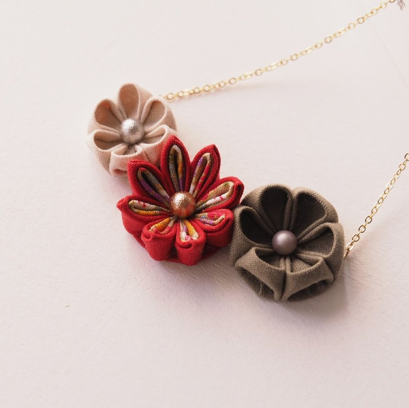 复古时光典雅红和柄16K镀真金颈链, 项链 - 项链 - 棉．麻 红色