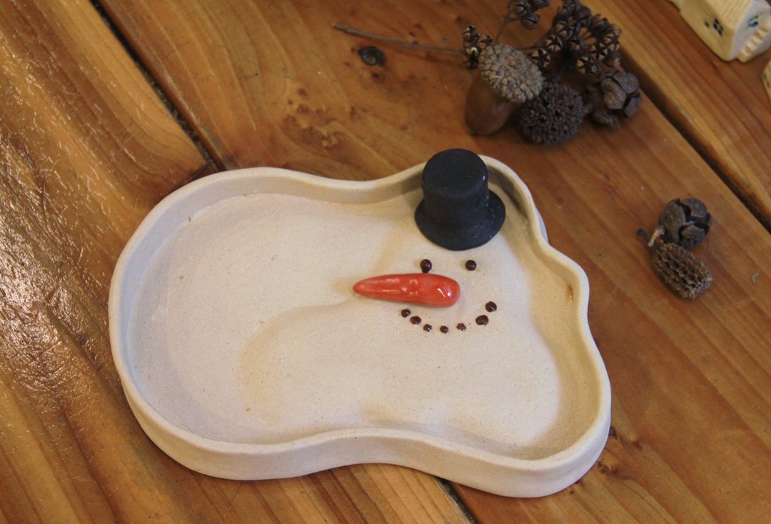 融雪盘 Snow-melted plate【雪人史诺伊系列 The series of " Snowy "】 - 浅碟/小碟子 - 陶 白色