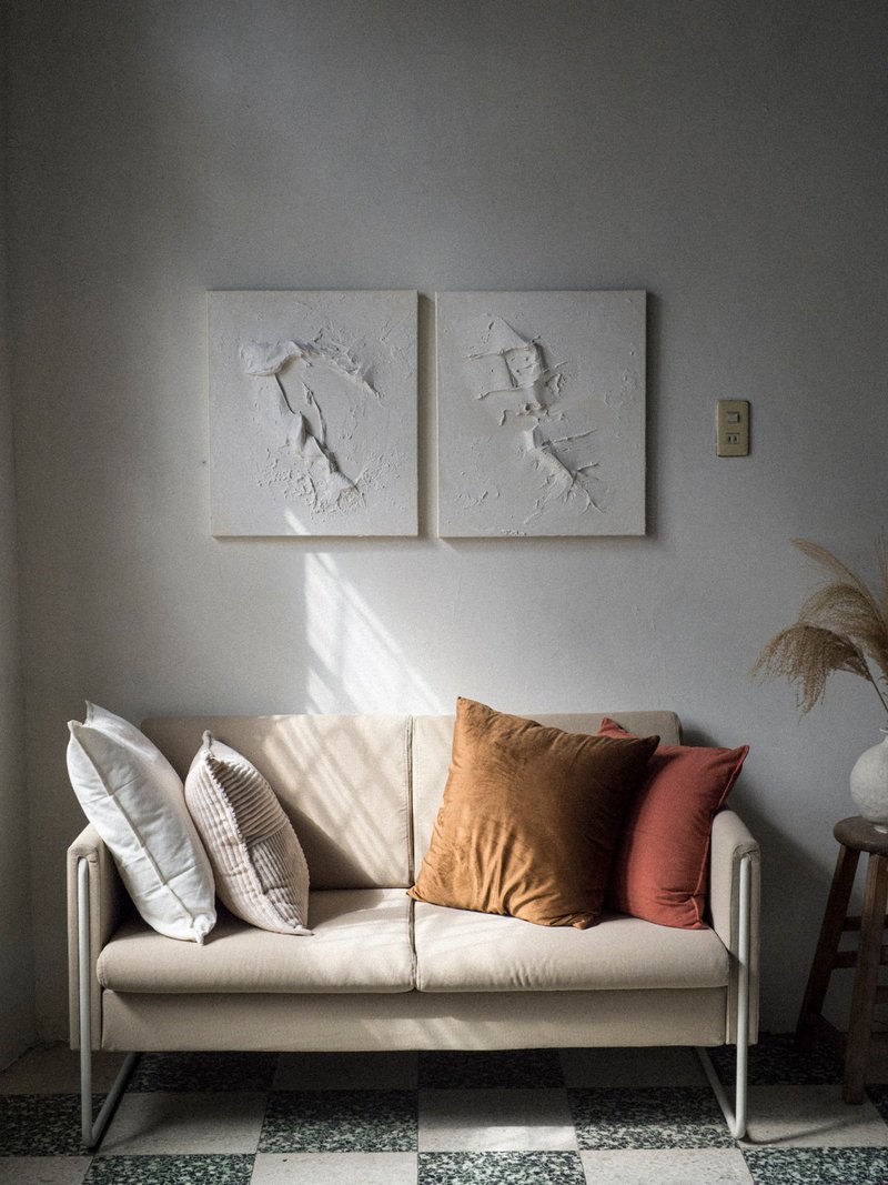 极简石膏画【无流派 - 两件组】大 / 拍摄背景 / 仅一组 - 海报/装饰画/版画 - 水泥 白色