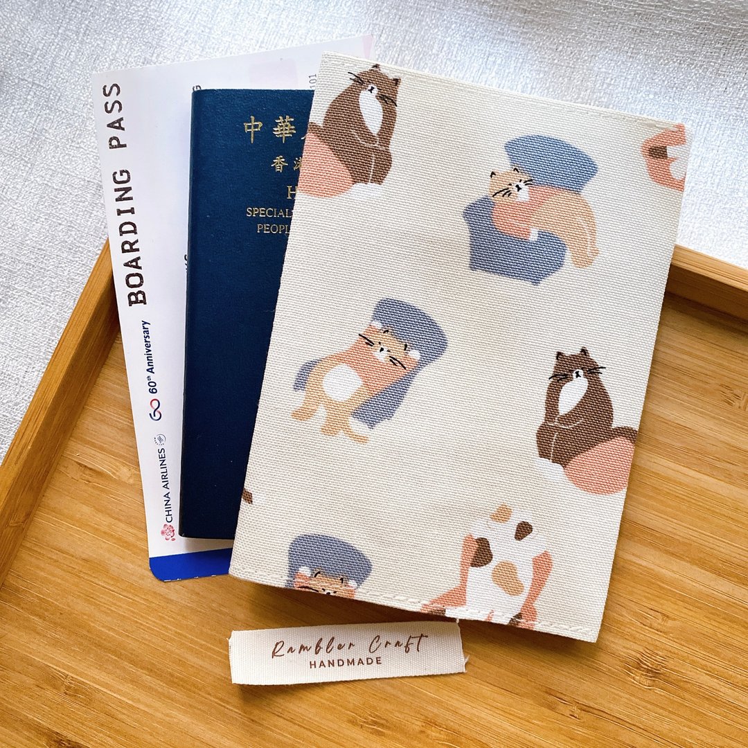 护照套 Passport Holder 护照夹 护照收纳 沙发猫咪款 - 护照夹/护照套 - 棉．麻 
