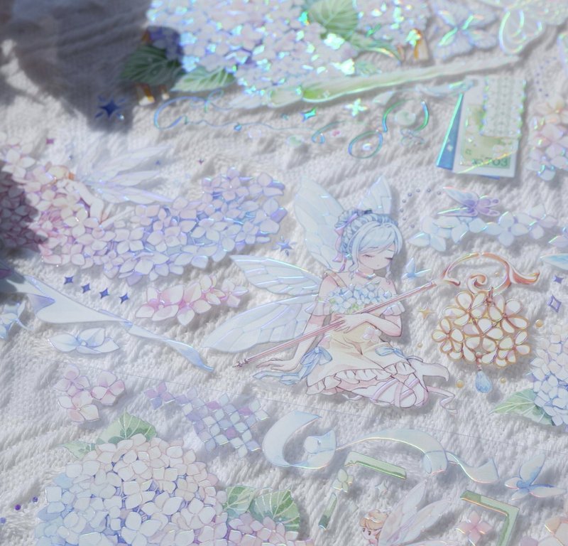 染上颜色 紫陽花小仙子 PET 和紙膠帶 珠光 10米卷 台灣製 - 纸胶带 - 其他材质 紫色