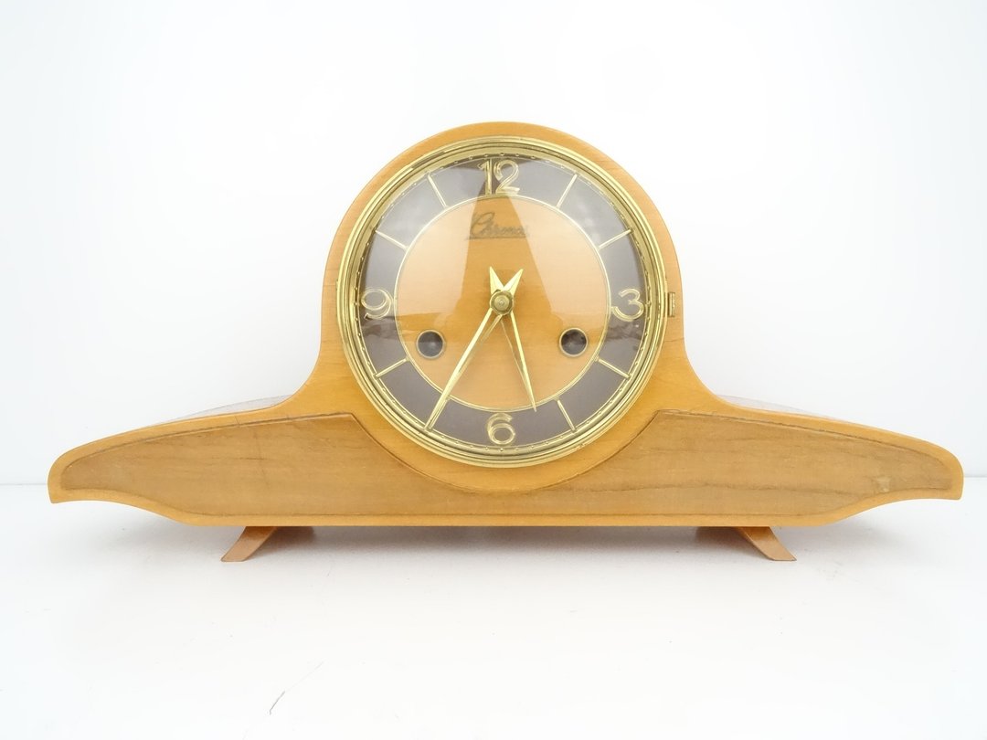 Vintage Antique Mantel Clock Germany Design Kienzle Bracket Mantle Shelf 8 day - 时钟/闹钟 - 木头 咖啡色