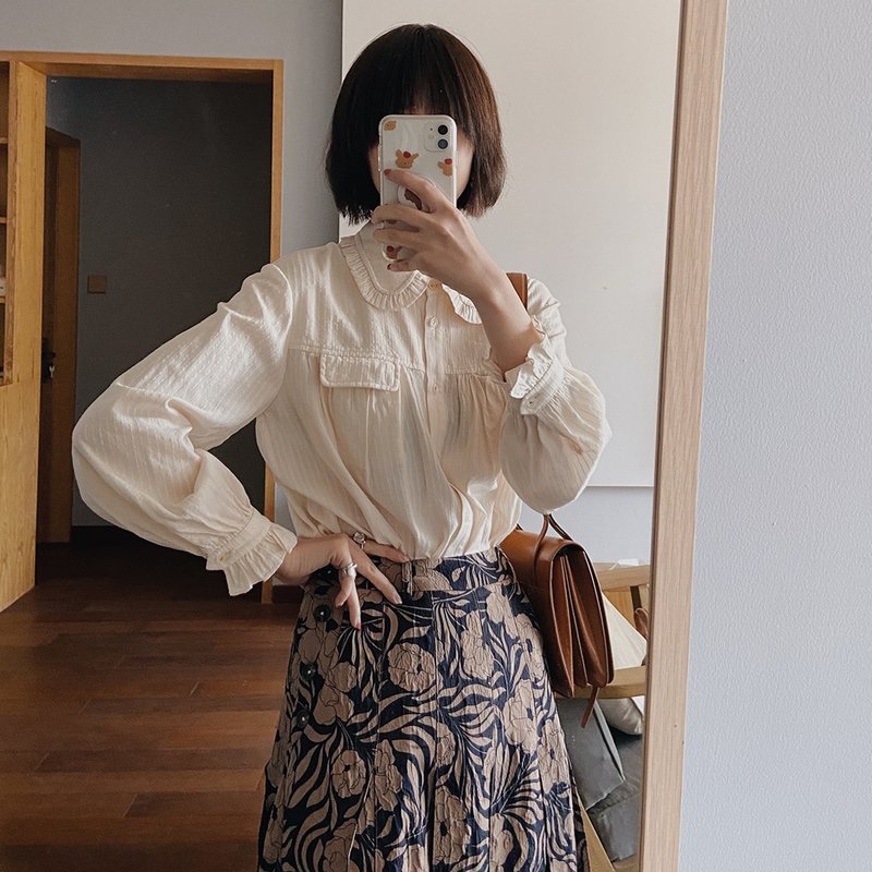 法式泡泡纱长袖衬衫|衬衫|春款|棉|Sora-441 - 女装衬衫 - 棉 