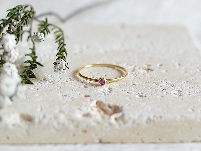 K18 Ring Pebble -Ruby- - 戒指 - 宝石 