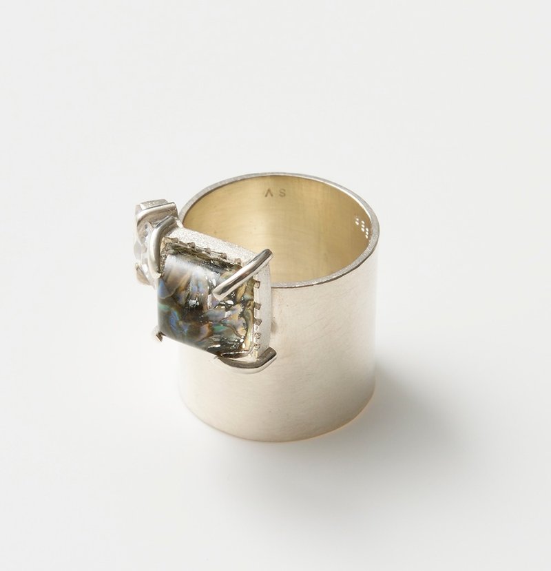 CR 29 (Pauer shell × crystal) - 戒指 - 其他金属 银色