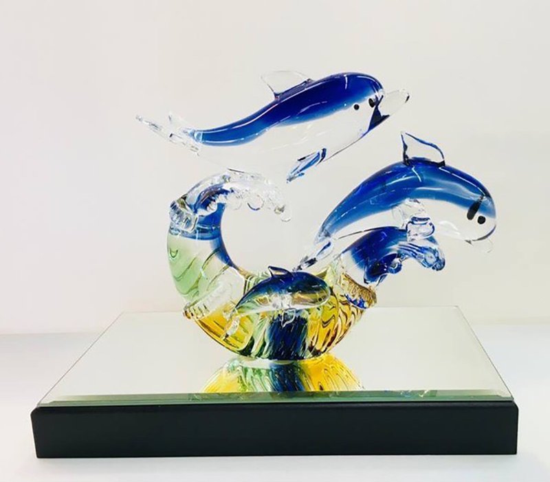 水晶玻璃 海豚 勇往直前 齐力同心 - 摆饰 - 玻璃 
