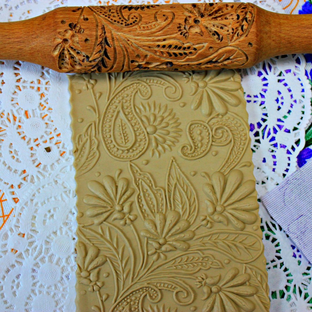 rolling pin embossed,engraved rolling pin, rolling pin handmade,Patterned Rollin - 厨房家电 - 木头 咖啡色