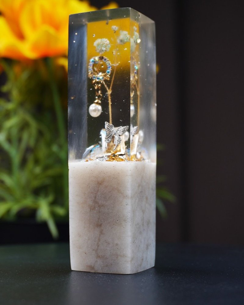 定制化手工印章-|珍珠蝴蝶树酯印章 2.2x2.2 CM|篆刻印章 - 印章/印台 - 石头 