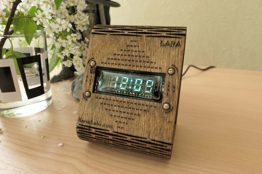 LADA Desk Clock IVL2-7/2 VFD display + Wooden case + Remote Nixie Era! - 数码小物 - 木头 咖啡色