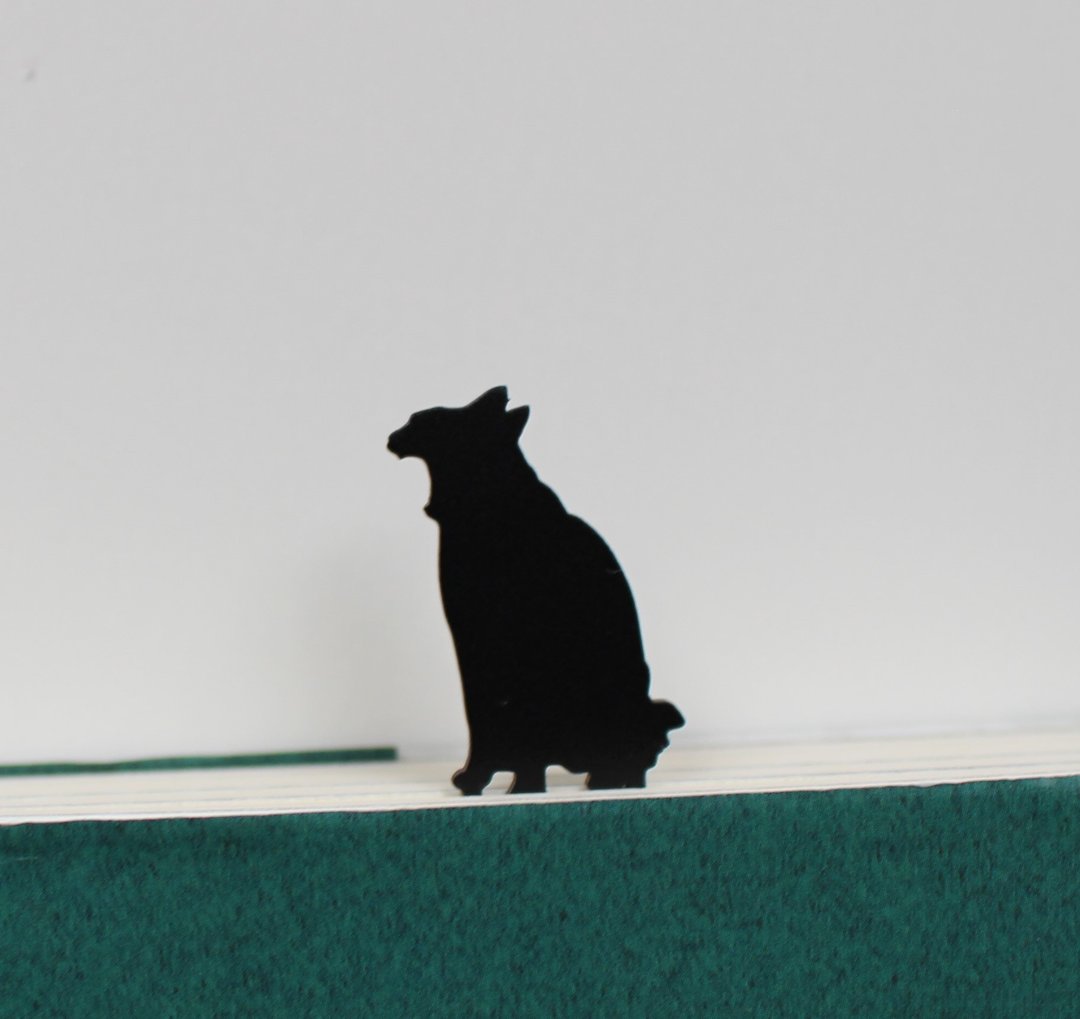 Black cat bookmark  walk   reading  book  present - 书签 - 其他金属 黑色