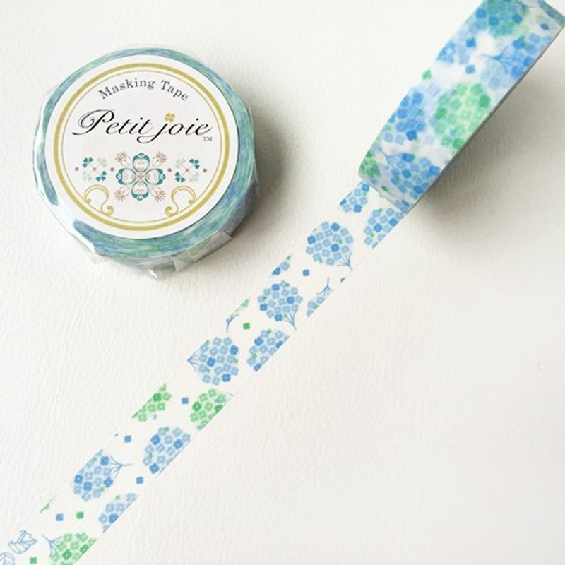 NICHIBAN Petit Joie Masking Tape 和纸胶带【绣球花 (PJMT-15S024)】 - 纸胶带 - 纸 蓝色