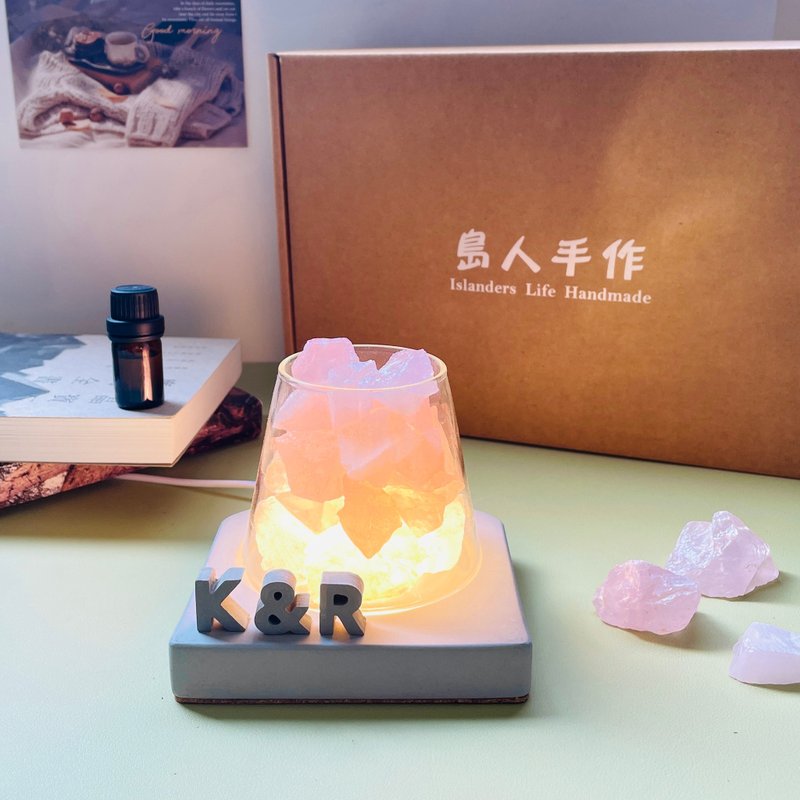 能量扩香水晶山【粉水晶的幸福与爱 】水晶礼盒-( 水泥字要加购 ) - 香薰/精油/线香 - 水晶 粉红色