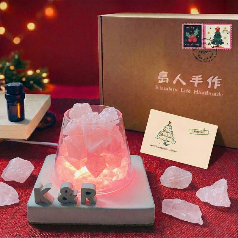 能量扩香水晶山【粉水晶的幸福与爱 】水晶礼盒-( 水泥字要加购 ) - 香薰/精油/线香 - 水晶 粉红色