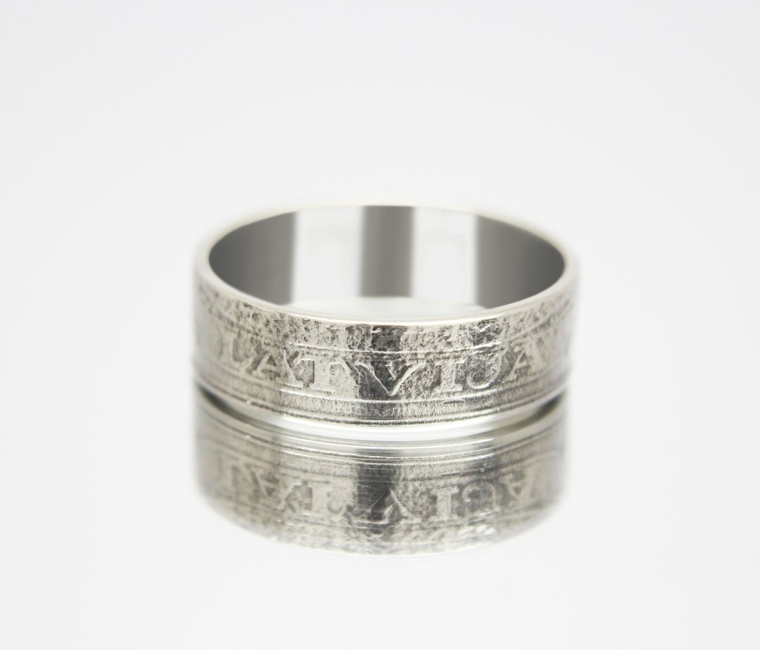 Latvia Coin Ring 50 centimes 1922 coin rings for men coin rings for women - 戒指 - 其他金属 