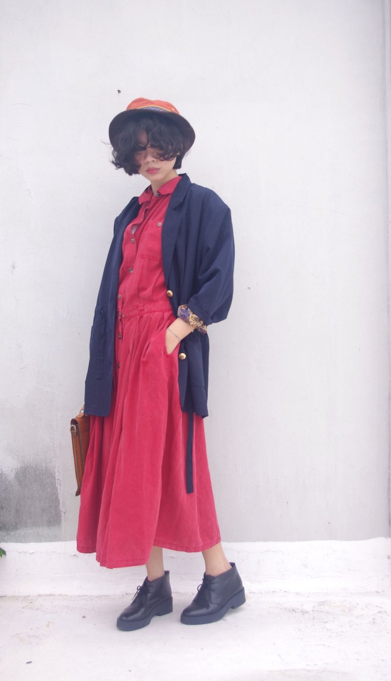 4.5studio-寻宝古着-深蓝色缩腰风衣外套 - 女装休闲/机能外套 - 其他材质 蓝色