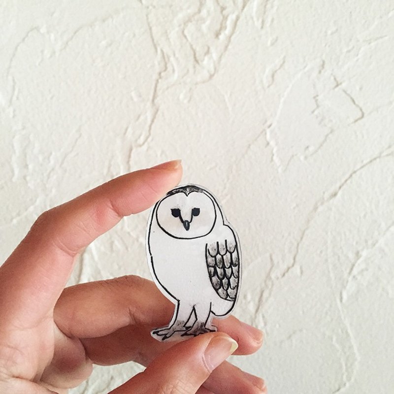 Barn owl brooch - 胸针 - 塑料 白色