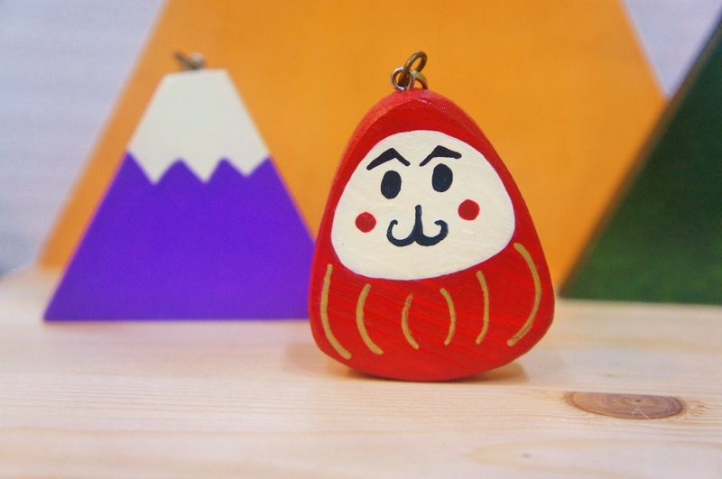 【好运福神】不倒翁钥匙圈 - 钥匙链/钥匙包 - 木头 红色