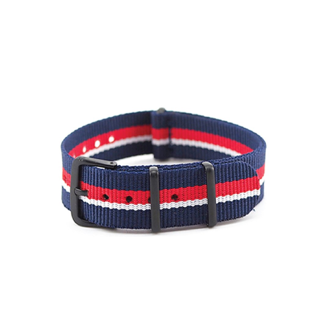 Navy Red and White Nato Band - Black. - 女表 - 其他材质 红色