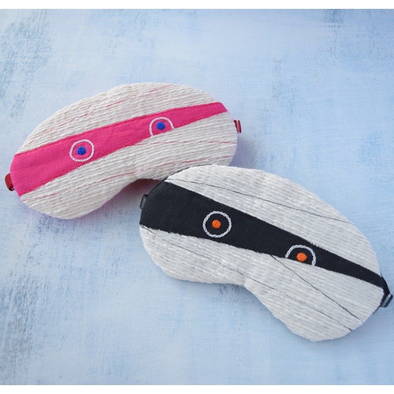 可愛木乃伊夫妻   眼罩/旅游/睡眠/万圣节 - 眼罩 - 棉．麻 白色