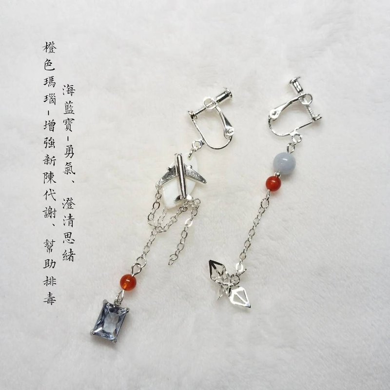 【恋与深空-夏以昼印象】生日印象耳环 上架期间6-23-7/23 - 耳环/耳夹 - 水晶 蓝色