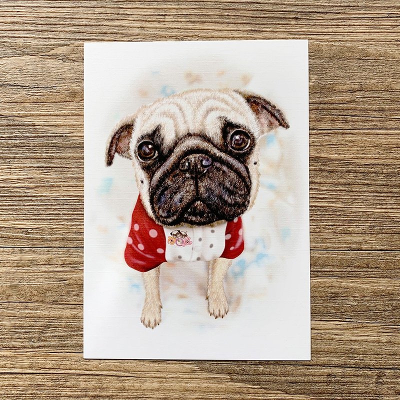 巴哥犬 插画 明信片 - 卡片/明信片 - 纸 多色