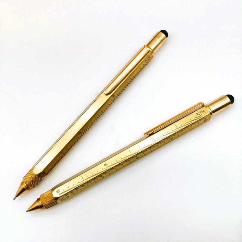 黄铜本色 触控制图自动铅笔 双头起子 比例尺 橡皮擦  虎之鹤 - 铅笔/自动铅笔 - 其他金属 