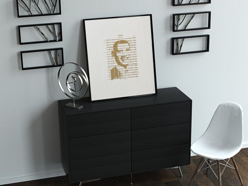 快速出货【原创版画】欧巴马-声音肖像 - 海报/装饰画/版画 - 纸 白色