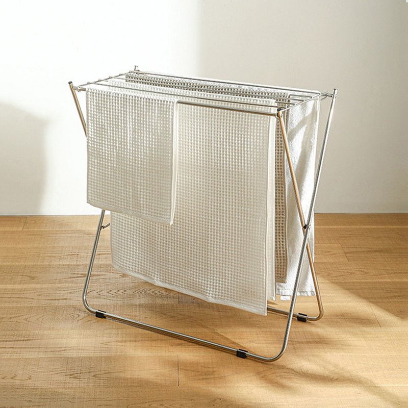 日本霜山 304不锈钢折叠式枕头/毛巾/浴巾晾晒架 - 衣架/挂勾 - 不锈钢 银色