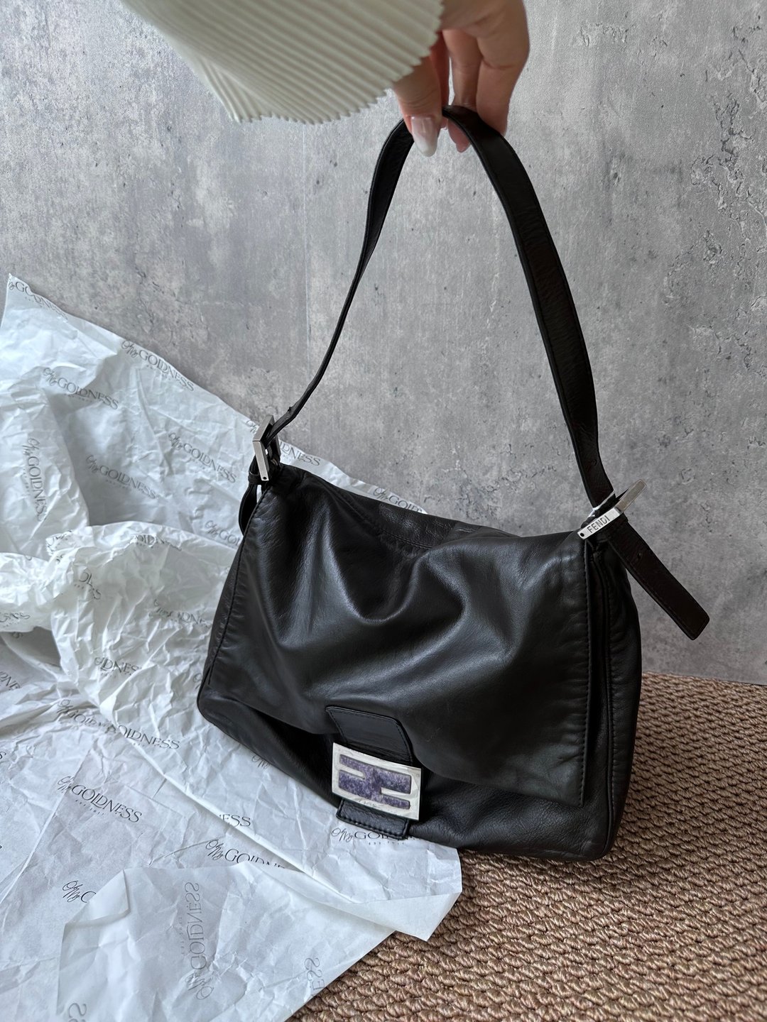 中古包 Fendi 芬迪 小羊皮半贵石Mama包 - 手提包/手提袋 - 真皮 紫色
