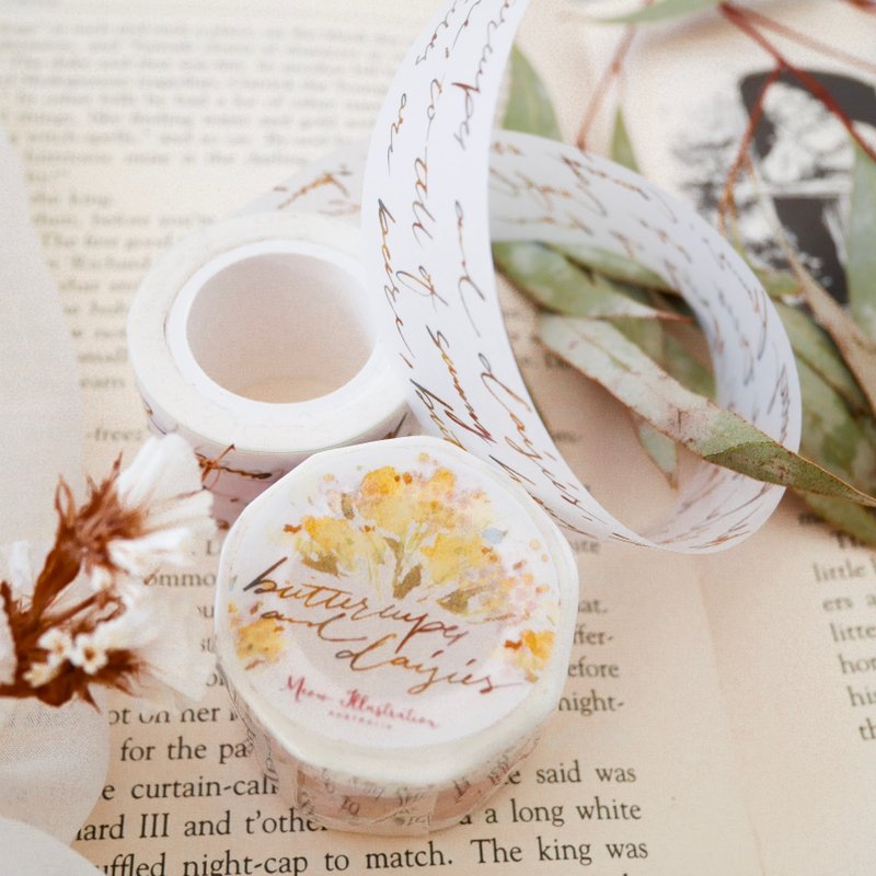 毛茛与雏菊纸胶带 - 特油 - 纸胶带 - 纸 咖啡色