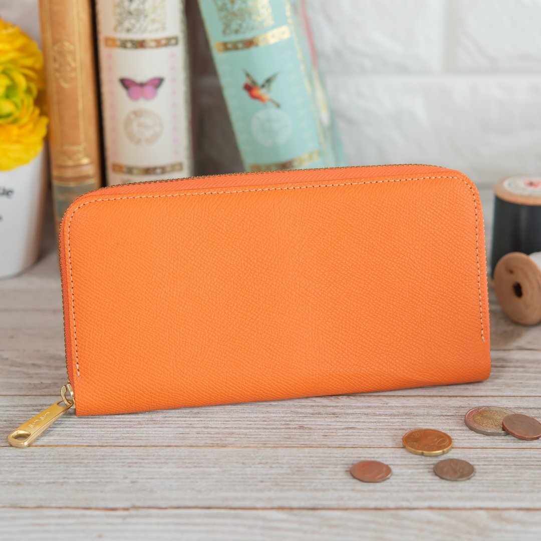 Made in Japan Cowhide Tachibana Weinheimer Wapro Lux made in JAPAN handmade leather wallet - 皮夹/钱包 - 真皮 橘色