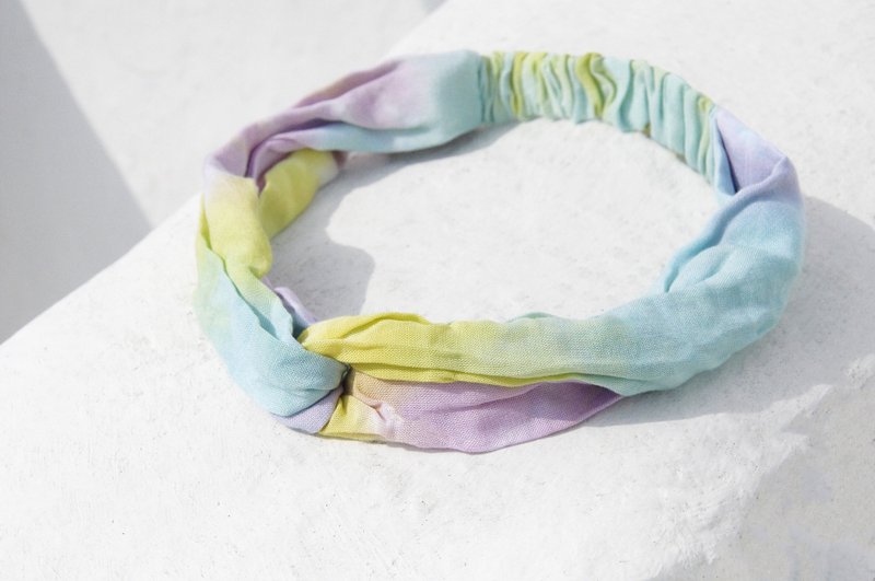 圣诞礼物 圣诞市集 交换礼物 限量一件 手工发带 / 法式发带 / 双结发带 / 松紧发带 / 手工棉发带 / 渐层发带 - 热带水果茶 缤纷渐层彩虹 - 发饰 - 棉．麻 多色