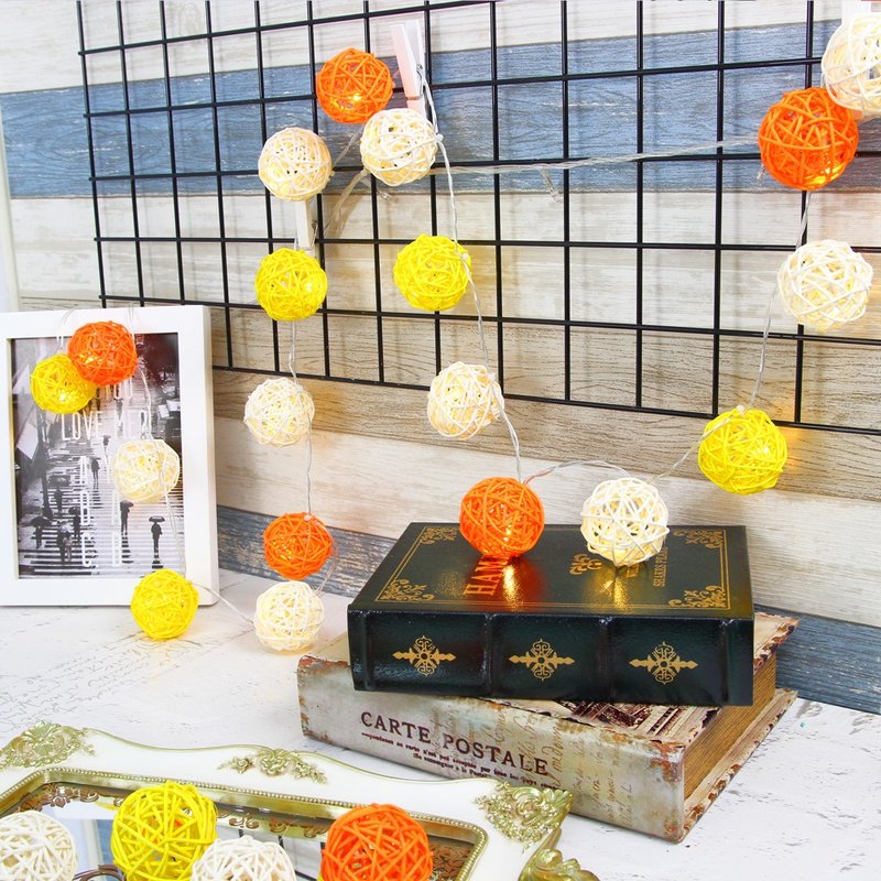 创意灯饰 藤球灯串 插座款 灿烂阳光 长度3M LED气氛灯 圣诞节 - 灯具/灯饰 - 竹 黄色