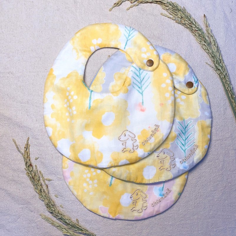 刺绣手作双面围兜_花语初芽 - 围嘴/口水巾 - 棉．麻 白色