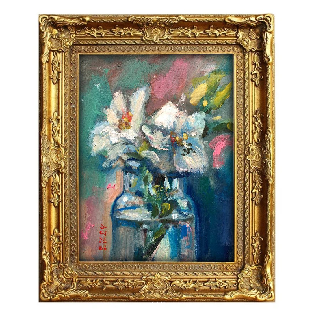 Small flowers original painting - 墙贴/壁贴 - 其他材质 蓝色