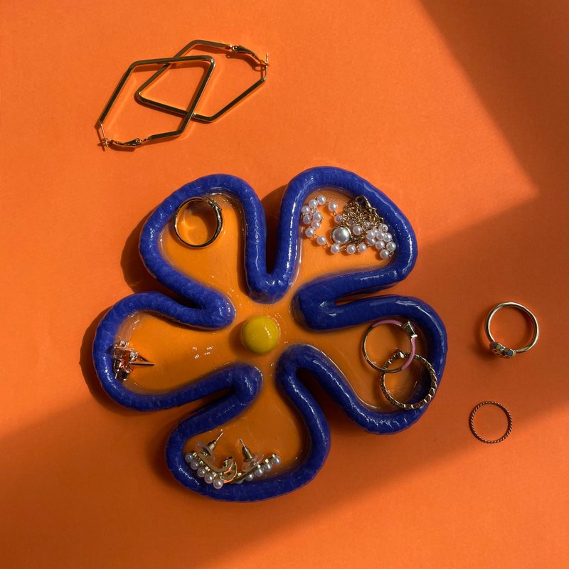 花朵饰品盘 - 摆饰 - 粘土 蓝色