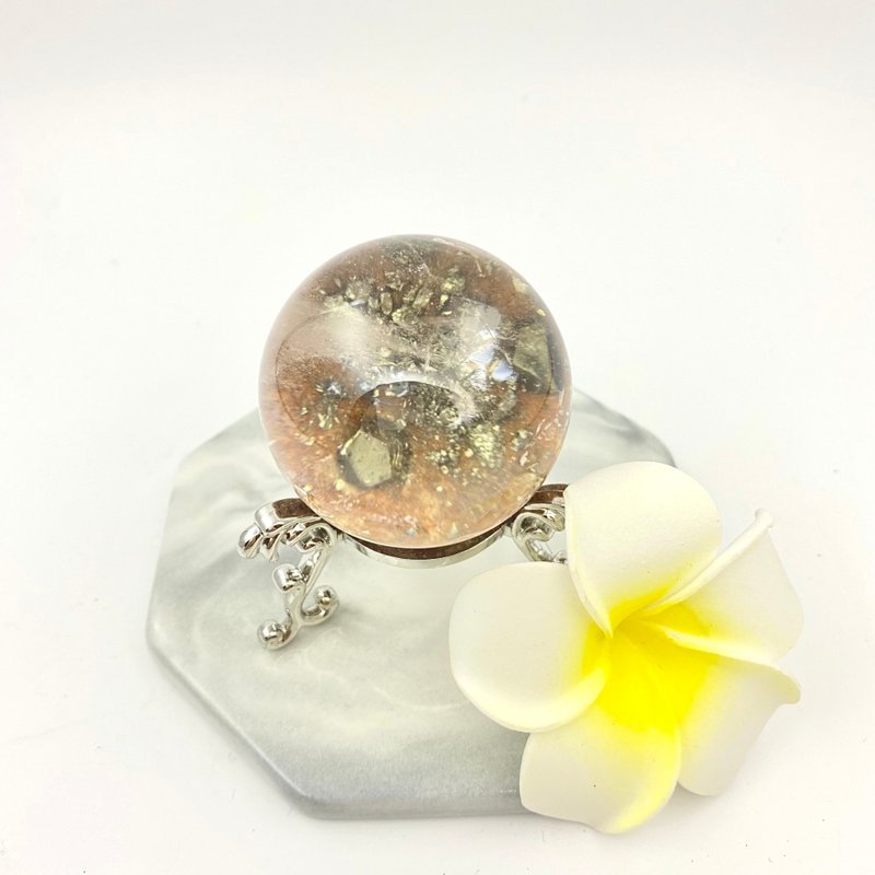 黄铜矿水晶球连底座 | 水晶 | 水晶球 | 水晶摆件 - 其他 - 水晶 金色