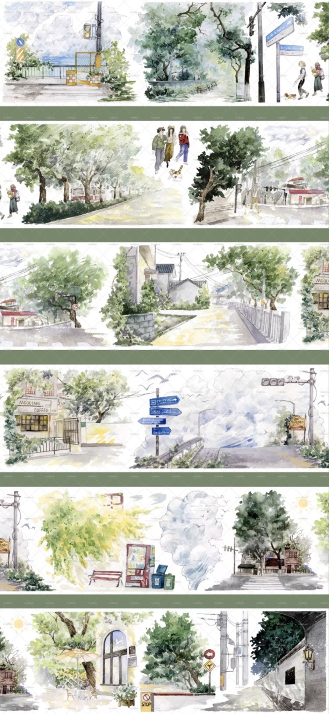 夏日海街  PET 玛仕金 街景 造景 和紙膠帶   10米卷 - 纸胶带 - 其他材质 多色