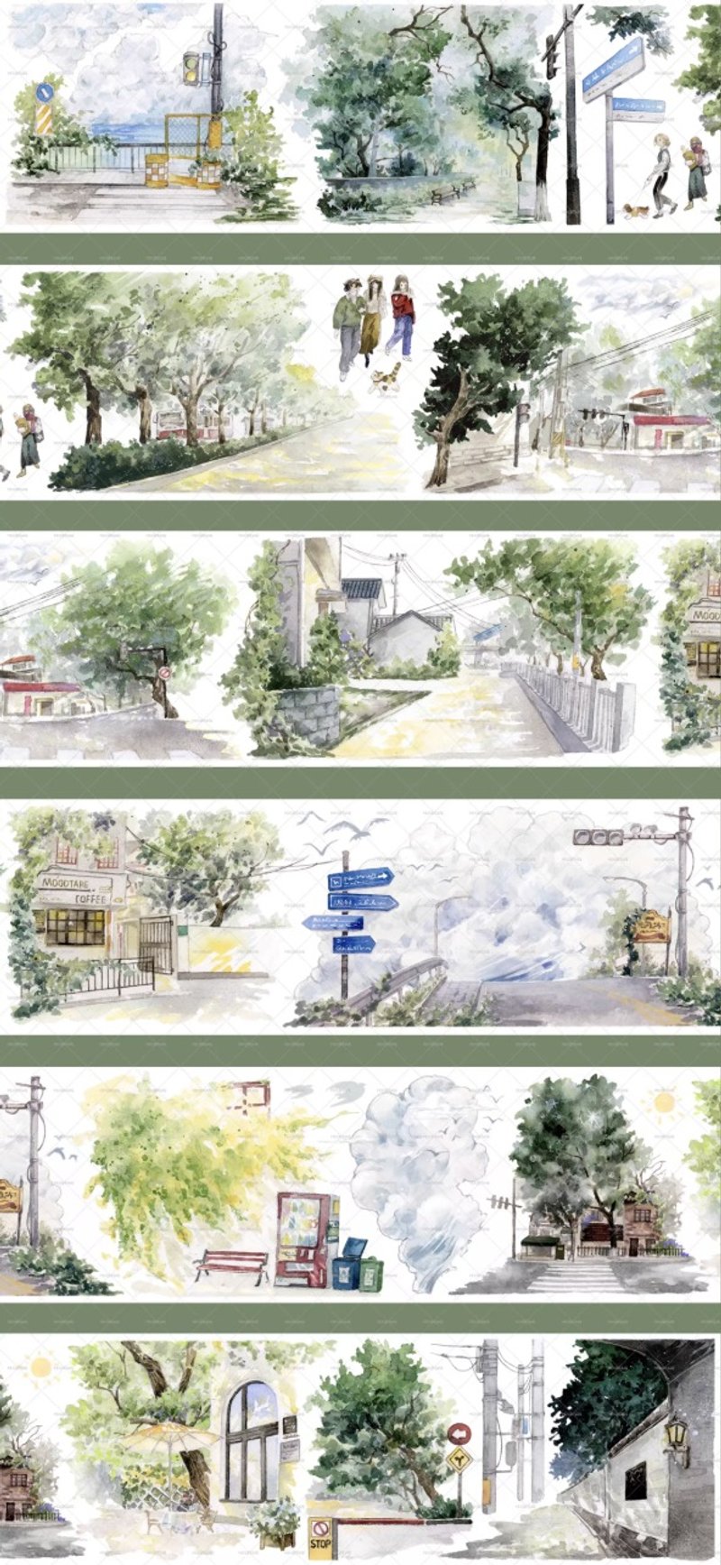 夏日海街  PET 玛仕金 街景 造景 和紙膠帶   10米卷 - 纸胶带 - 其他材质 多色