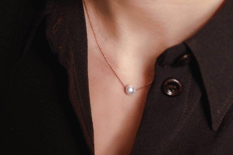 【送礼首选纯银】18K玫瑰金日本Akoya珍珠项链 - 项链 - 珍珠 多色