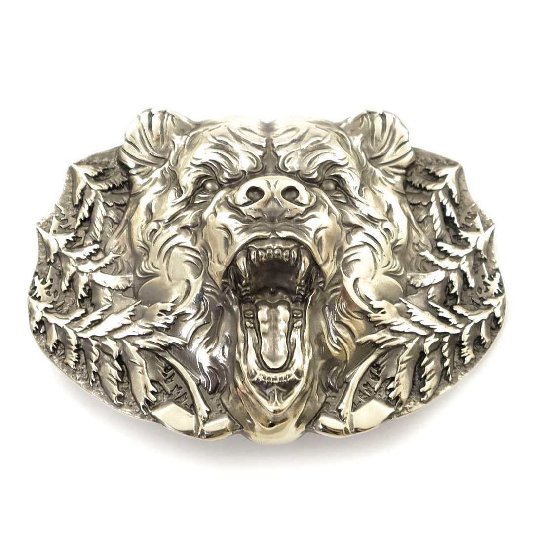Bear german silver belt buckle, Grizzly, Polar bear nickel silver belt accessory - 皮带/腰带 - 其他材质 银色