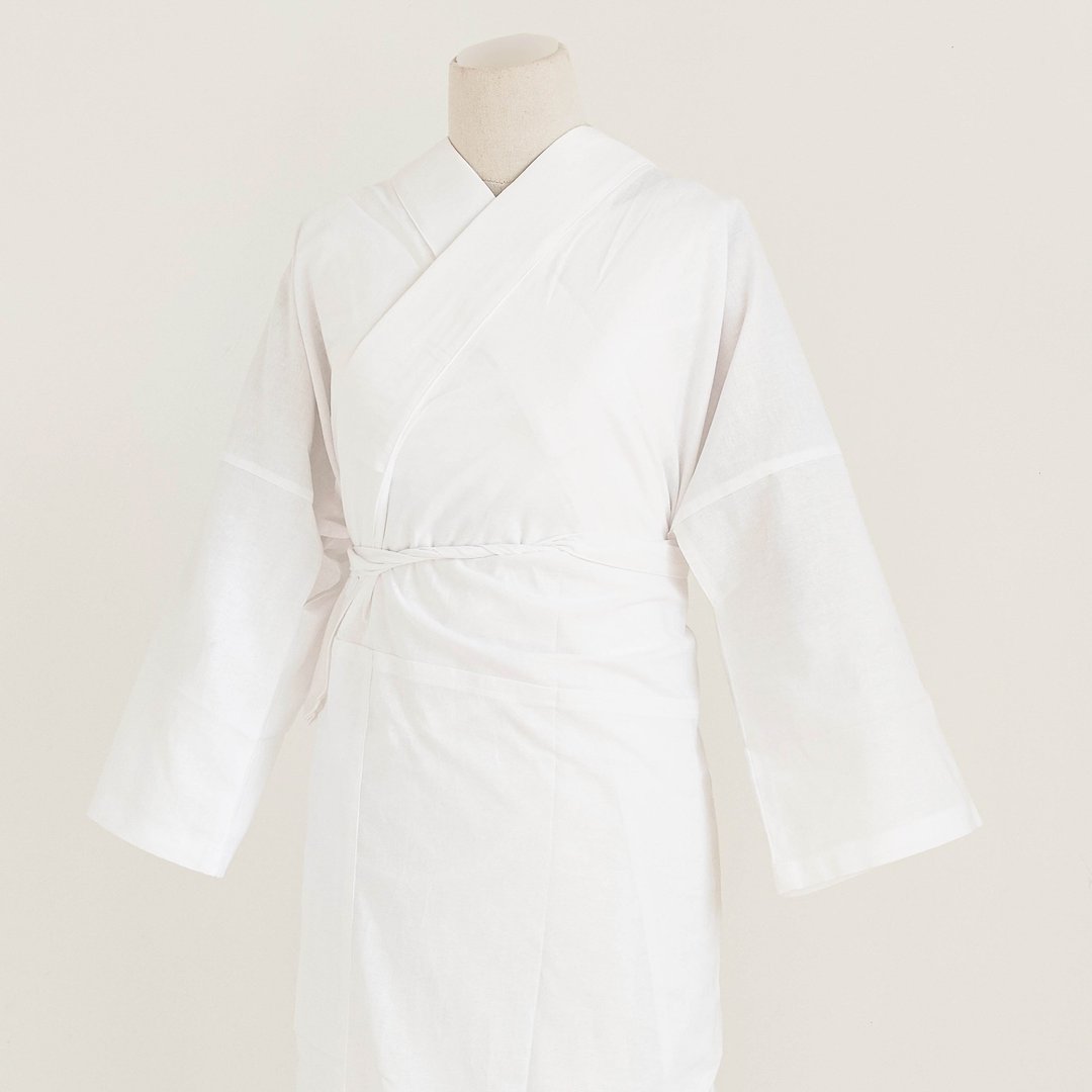 100%纯棉襦袢 附领芯 /白色和服内着/ 长袖/短袖和服通用襦袢 - 女装衬衫 - 棉 白色