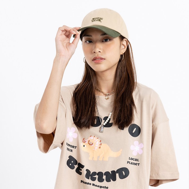 复古卷字弯檐帽 - 帽子 - 棉．麻 卡其色