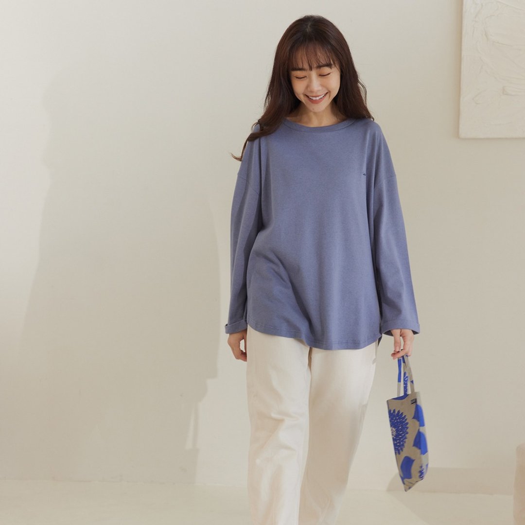 MIT有机棉优雅折袖上衣-共2色 - 女装上衣 - 棉 多色