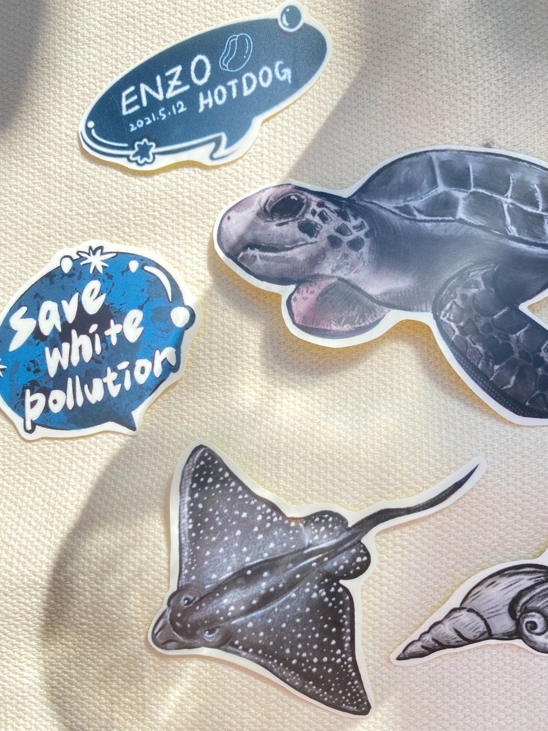 台湾设计 Save White Pollution 海龟系列防水贴纸 - 贴纸 - 防水材质 